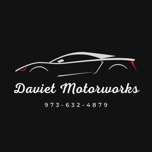 black square logo with graphic of car with Daviet Motorworks text